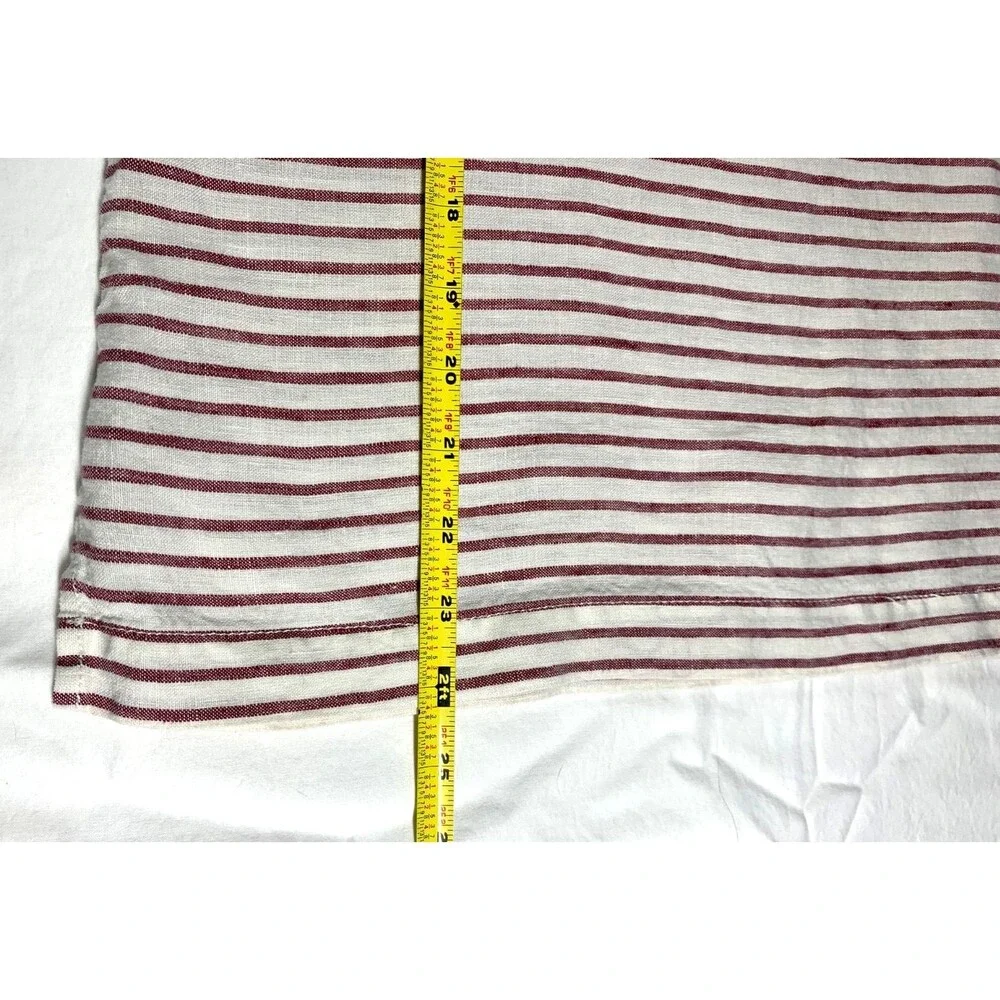 Artisan NY 100% Linen Top Womens L Burgundy White Striped Long Sleeve Boat Neck - Picture 7 of 9